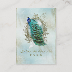 Turquoise Shabby Peacock Visitekaartje