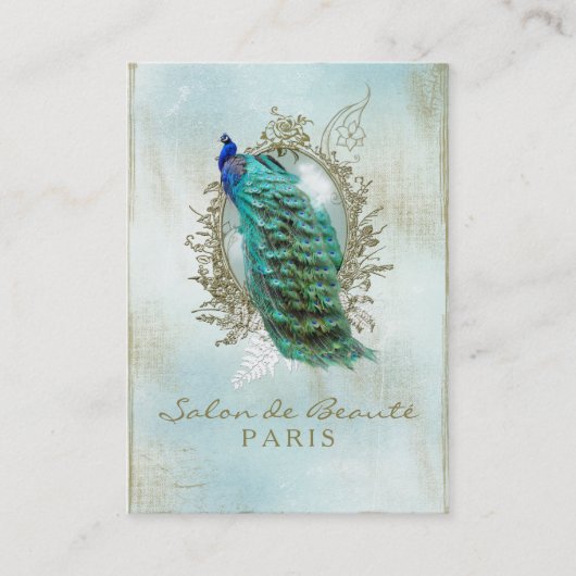 Turquoise Shabby Peacock Visitekaartje (Voorkant)