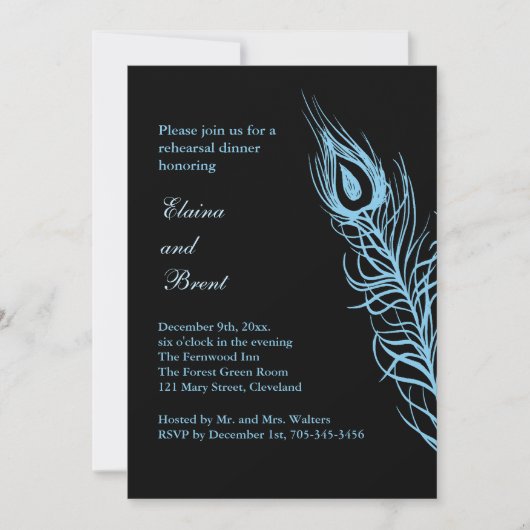 Turquoise Shake your Tail Feathers RehearsalDinner Kaart (Voorkant)