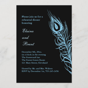 Turquoise Shake your Tail Feathers RehearsalDinner Kaart