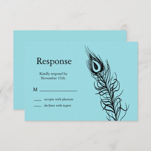 Turquoise Shake your Tail Feathers RSVP (Voorkant / Achterkant)