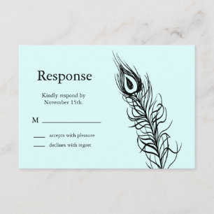 Turquoise Shake your Tail Feathers RSVP Kaartje