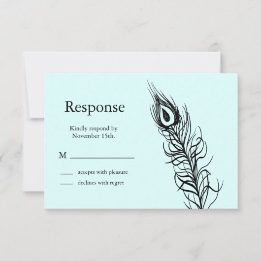 Turquoise Shake your Tail Feathers RSVP Kaartje (Voorkant)