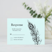 Turquoise Shake your Tail Feathers RSVP Kaartje (Staand voorkant)