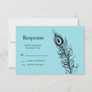 Turquoise Shake your Tail Feathers RSVP Kaartje