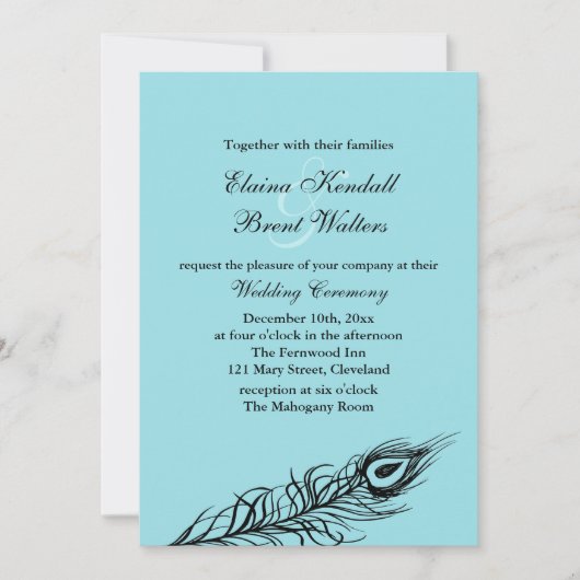 Turquoise Shake your Tail Feathers Wedding Invite Kaart (Voorkant)