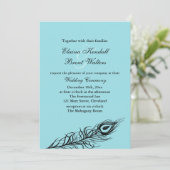 Turquoise Shake your Tail Feathers Wedding Invite Kaart (Staand voorkant)