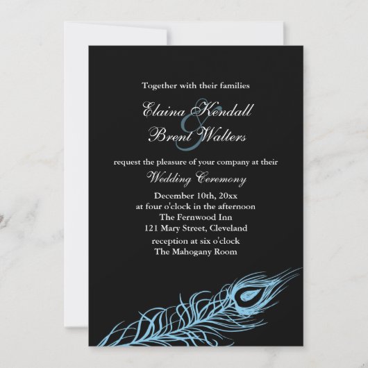 Turquoise Shake your Tail Feathers Wedding Invite Kaart (Voorkant)