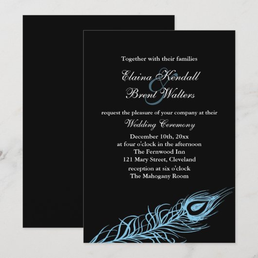 Turquoise Shake your Tail Feathers Wedding Invite Kaart (Voorkant / Achterkant)