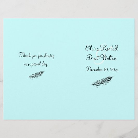 Turquoise Shake your Tail Feathers Wedding Program (Voorkant)