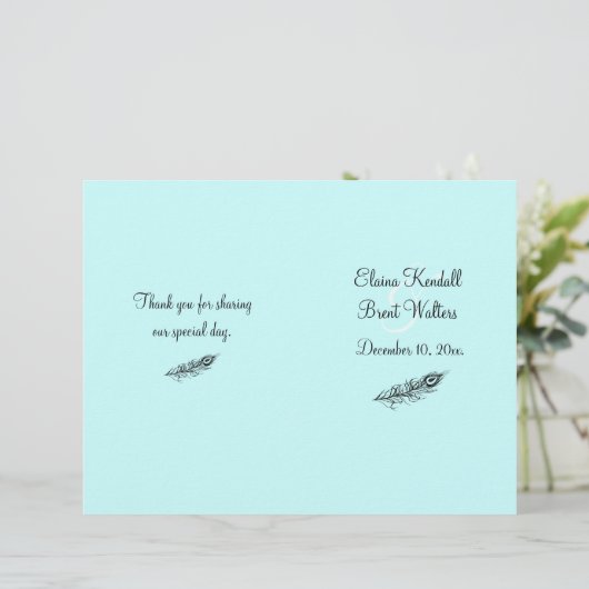 Turquoise Shake your Tail Feathers Wedding Program (Staand voorkant)