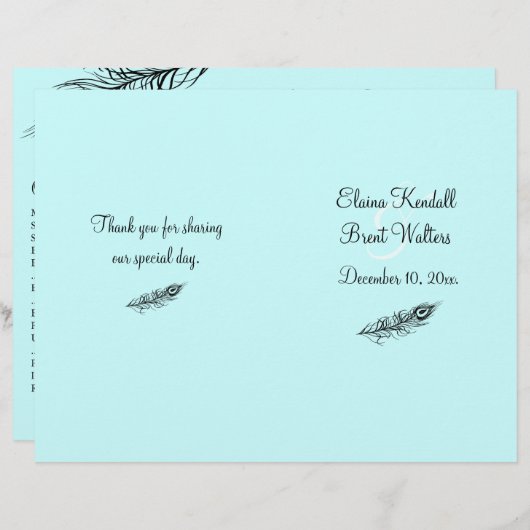 Turquoise Shake your Tail Feathers Wedding Program (Voorkant / Achterkant)