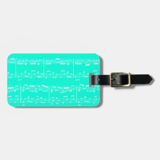 Turquoise Sheet Music Bagagelabel (Voorkant horizontaal)