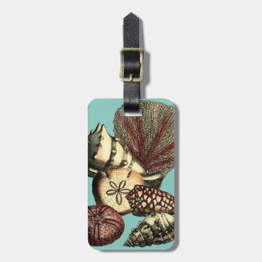 Turquoise Shell en Red Coral Collectie Bagagelabel (Voorkant verticaal)