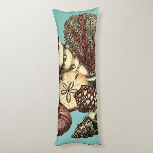 Turquoise Shell en Red Coral Collectie Lichaamskussen (Achterkant (Verticaal))