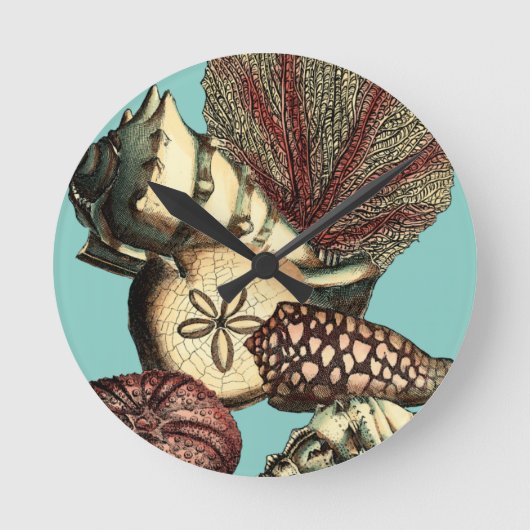 Turquoise Shell en Red Coral Collectie Ronde Klok (Voorkant)