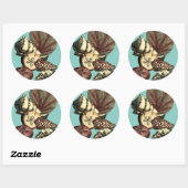 Turquoise Shell en Red Coral Collectie Ronde Sticker (Vel)