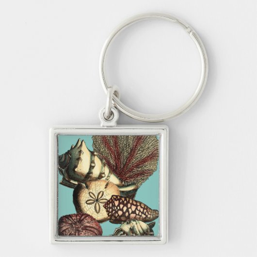 Turquoise Shell en Red Coral Collectie Sleutelhanger (Voorkant)