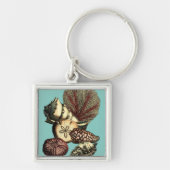 Turquoise Shell en Red Coral Collectie Sleutelhanger (Voorkant)