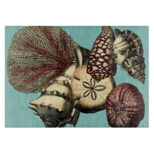 Turquoise Shell en Red Coral Collectie Snijplank (Voorkant)