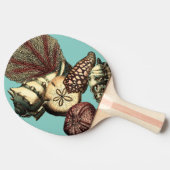 Turquoise Shell en Red Coral Collectie Tafeltennisbatje (Zijkant)