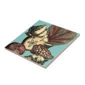 Turquoise Shell en Red Coral Collectie Tegeltje (Zijkant)