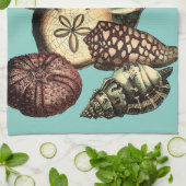 Turquoise Shell en Red Coral Collectie Theedoek (Gevouwen)