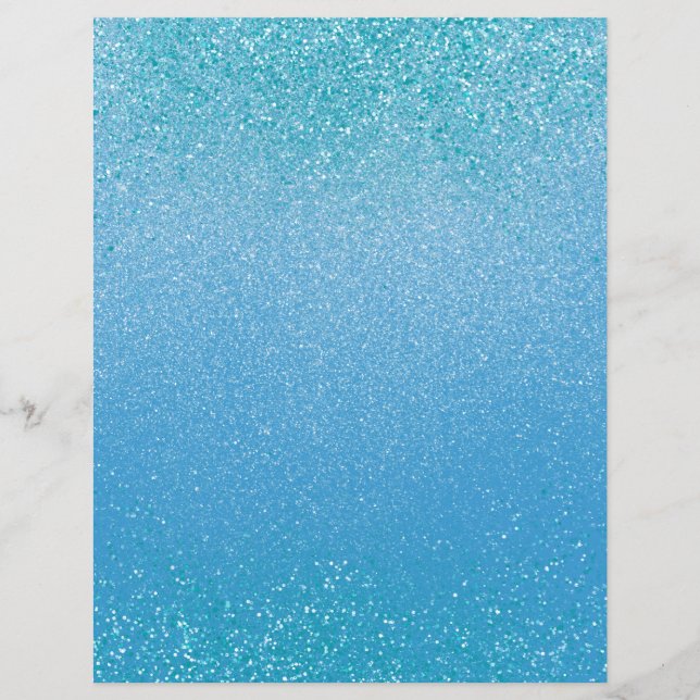 Turquoise Shimmer Glitter Dust Scrapbook Paper (Voorkant)