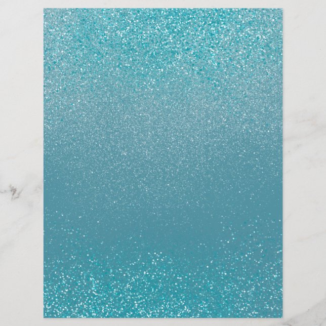 Turquoise Shimmer Glitter Dust Scrapbook Paper (Voorkant)