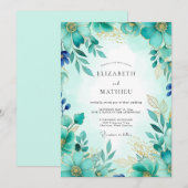 Turquoise Shimmering Spring Wedding Kaart (Voorkant / Achterkant)