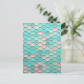 Turquoise Shiny Fish Scales Effect Pattern Briefkaart (Staand voorkant)