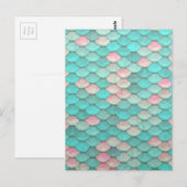 Turquoise Shiny Fish Scales Effect Pattern Briefkaart (Voorkant / Achterkant)