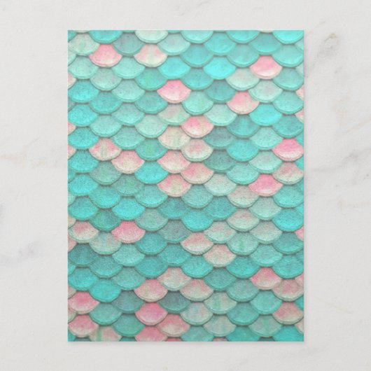 Turquoise Shiny Fish Scales Effect Pattern Briefkaart (Voorkant)