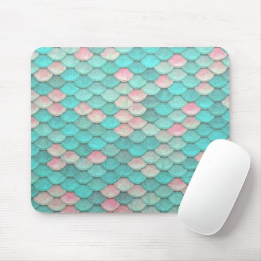 Turquoise Shiny Fish Scales Effect Pattern Muismat (Met muis)