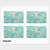 Turquoise Shiny Fish Scales Effect Pattern Rechthoekige Sticker (Vel)