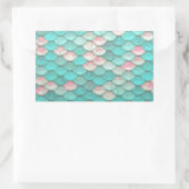 Turquoise Shiny Fish Scales Effect Pattern Rechthoekige Sticker (Tas)