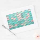 Turquoise Shiny Fish Scales Effect Pattern Rechthoekige Sticker (Envelop)
