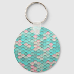 Turquoise Shiny Fish Scales Effect Pattern Sleutelhanger