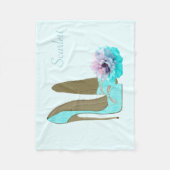 Turquoise Shoe & Roos Fleece Blanket personalisere Deken (Voorkant)
