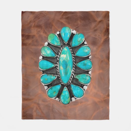 Turquoise sieraad fleece deken (Voorkant)