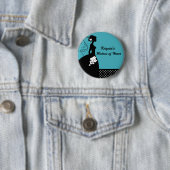 Turquoise Silhouette Bride Matron of Honor Button (In situ)