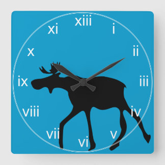 Turquoise Silohuette Moose Wall Clock Vierkante Klok
