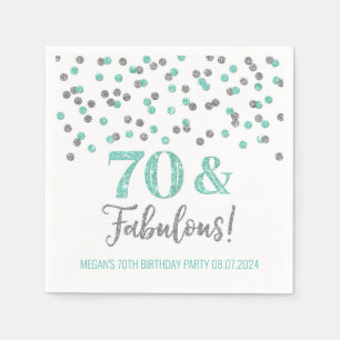 Turquoise Silver Confetti 70 & Fabulous Servet