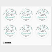 Turquoise Silver Confetti Happy Retirement Ronde Sticker (Vel)