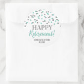 Turquoise Silver Confetti Happy Retirement Ronde Sticker (Tas)