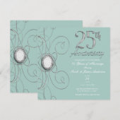 Turquoise Silver Diamond 25 25e Jubileum Party Kaart (Voorkant / Achterkant)
