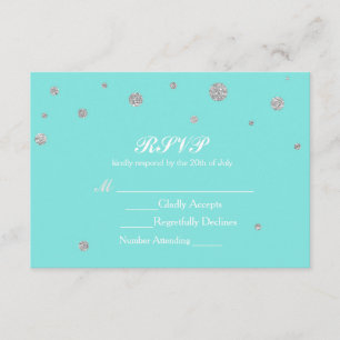 Turquoise & Silver Glitter Confetti RSVP