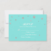 Turquoise & Silver Glitter Confetti RSVP (Voorkant)