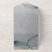 Turquoise Silver Gold Alcohol Ink Wedding All In One Uitnodiging (Buitenkant)