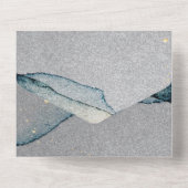 Turquoise Silver Gold Alcohol Ink Wedding All In One Uitnodiging (Achterkant)